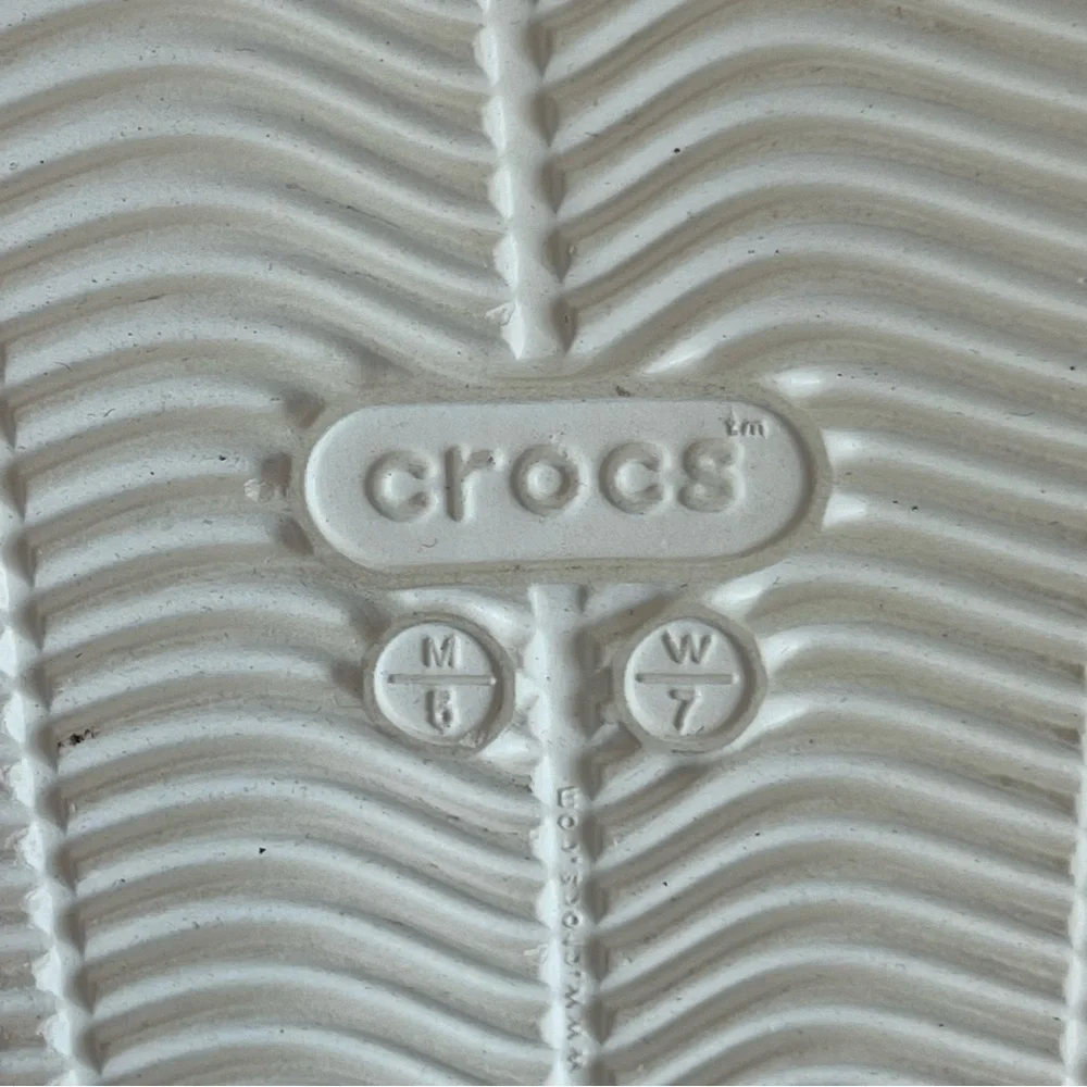 CROCS White and Red Toy Story Platform Clogs Women Size 7.  Men Size 5